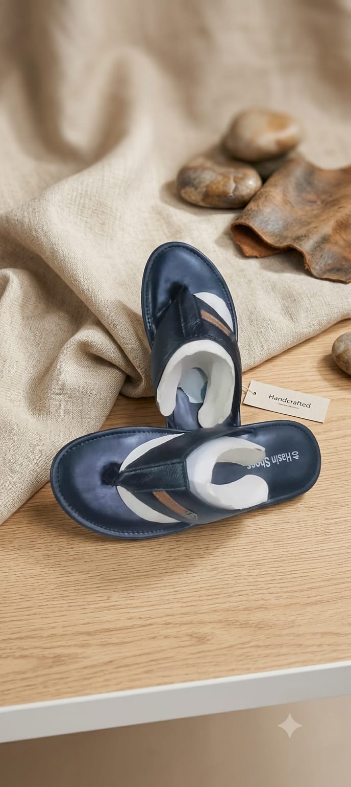 🌟 Hasin Shoes Premium Genuine Leather Comfort Slippers 🌟 (আভিজাত্য ও স্থায়িত্বের নিখুঁত সংমিশ্রণ)