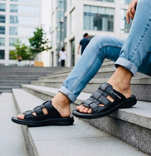 Mens Slides / Slipper - Black Stripe