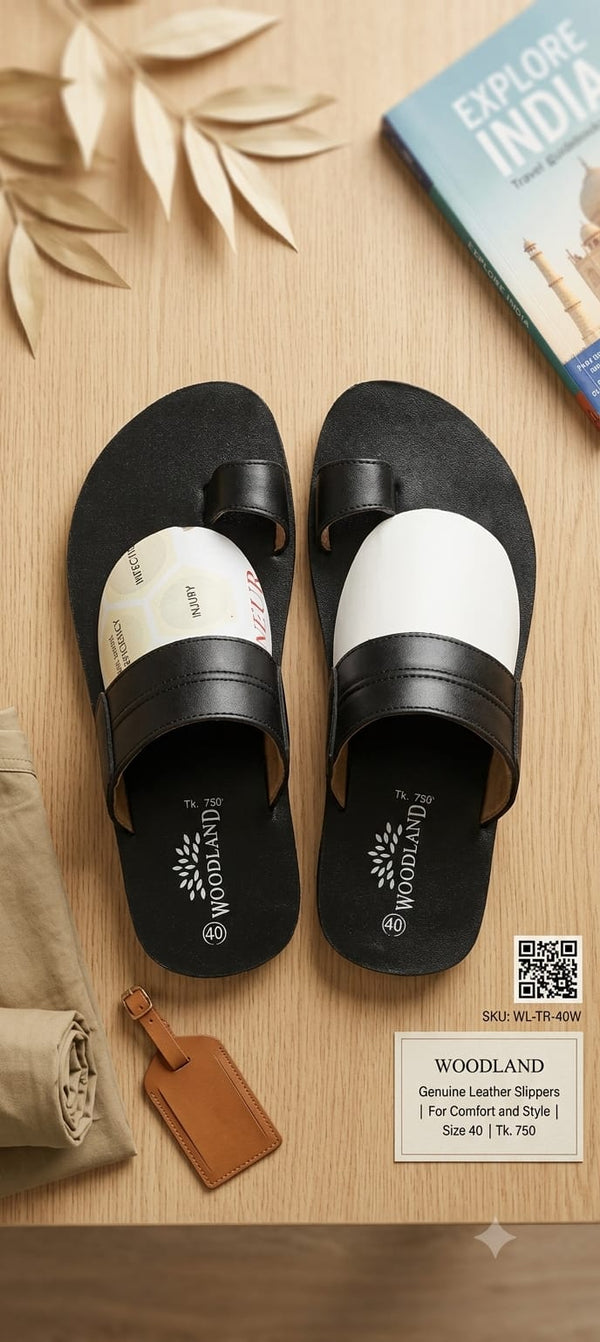 ✨ Woodland Premium Classic Black Toe-Ring Sandals ✨ (স্টাইলিশ লুক, প্রতিদিনের জন্য সেরা পছন্দ)